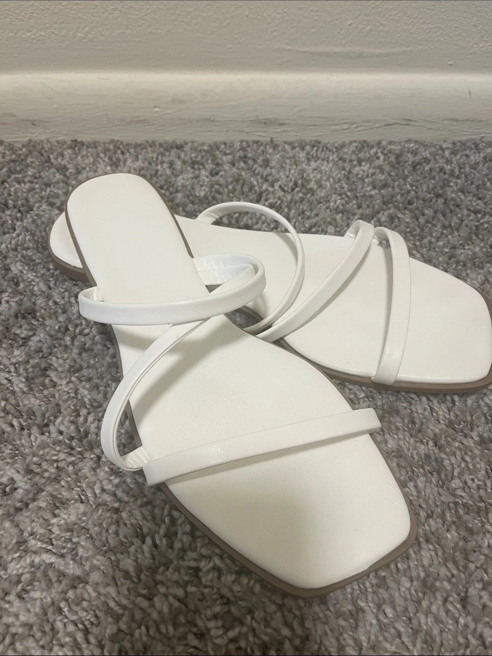Amazon White Minimalist Strappy Slide Sandals